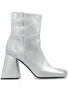 Vic Matie Leather Boots In Silver