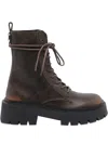 Vic Matie Leather Combat Boots In Brown