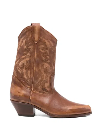 Vic Matie Leather Cowboy Boots In Animal Print