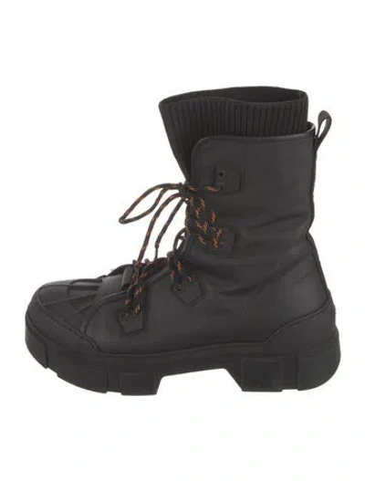Pre-owned Vic Matie Leather Lace-up Boots In Black