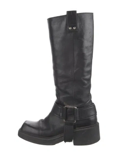 Pre-owned Vic Matie Leather Moto Boots In Black