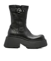 Vic Matie Leather Platform Ankle Boots In Black