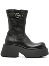 Vic Matie Leather Platform Ankle Boots In Schwarz