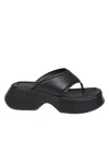 Vic Matie Crossover-strap Leather Slides In Black