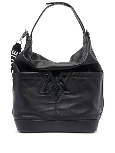Vic Matie Leather Shoulder Bag In Black