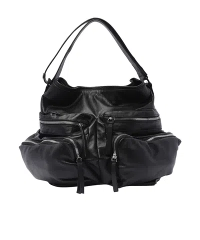 Vic Matie Leather Shoulder Bag In Black