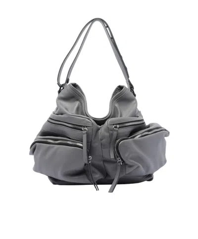 Vic Matie Leather Shoulder Bag In Gray