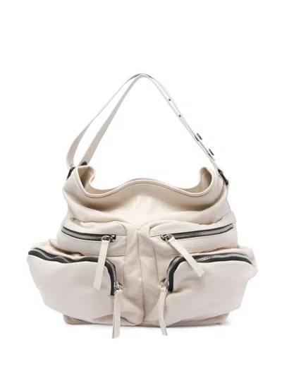 Vic Matie Leather Shoulder Bag In White