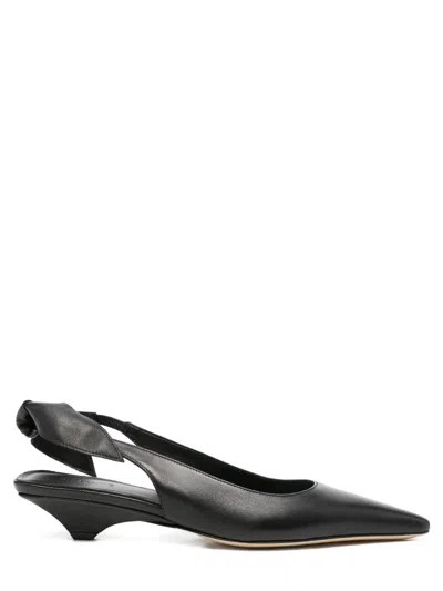 Vic Matie Leather Slingbacks In Black