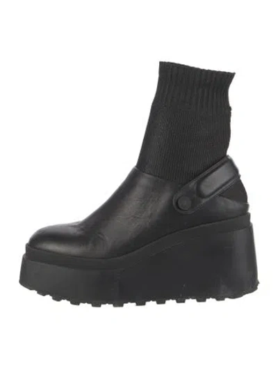Pre-owned Vic Matie Leather Sock Boots In Black