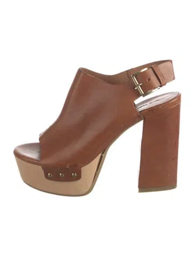 Pre-owned Vic Matie Leather Studded Accents Sandals In Brown