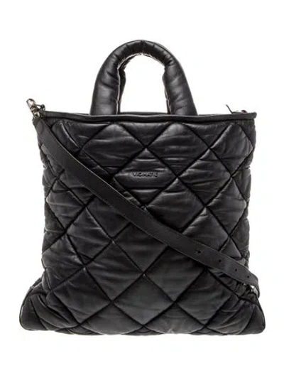 Pre-owned Vic Matie Leather Top Handle Bag In Black