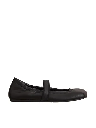 Vic Matie' Logic Leather Flat Ballerina In Black