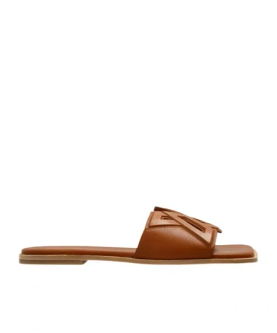 Vic Matie Logo-debossed Square Open Toe Sandals In Brown