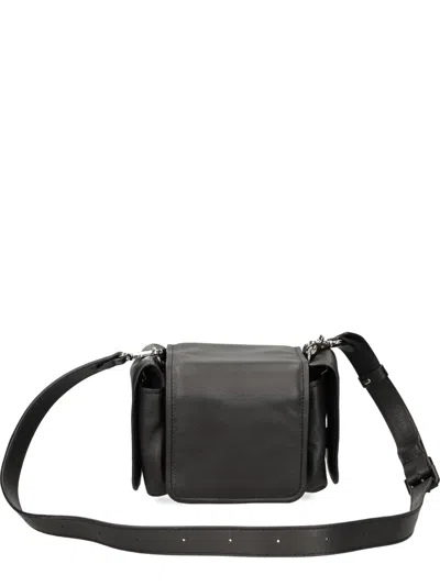 Vic Matie Logo-lettering Leather Crossbody Bag In Black