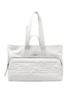 Vic Matie Logo-lettering Quilted Tote Bag In White