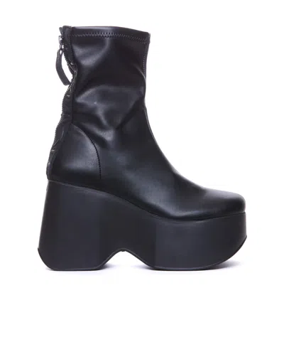Vic Matie Logo-print Leather Boots In Black