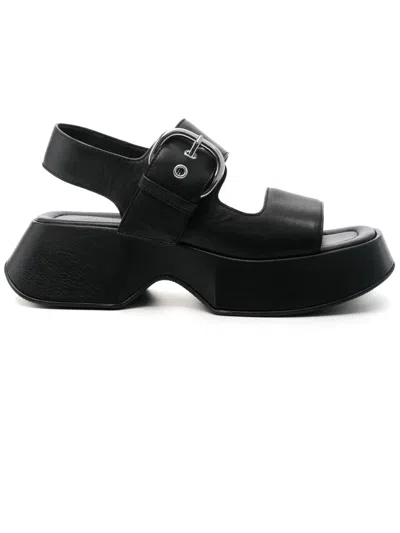 Vic Matie Mini Yoko Band Sandals In Soft Black Nappa Calfskin
