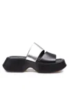 Vic Matie Mini Yoko Sandal In Black And Silver Leather In Sand