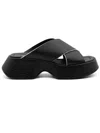 Vic Matie Crossover-strap Leather Slides In Black