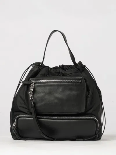 Vic Matie Vic Matié Nylon And Leather Bucket Bag With Drawstring Closure In Black