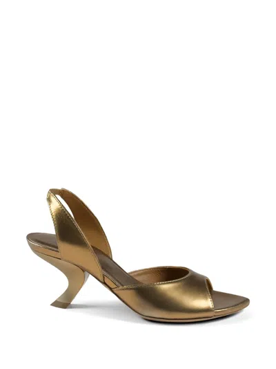 Vic Matie Open-toe Leather Sandals In Gold