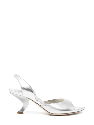 Vic Matie Metallic-effect Slingback Sandals In Silver