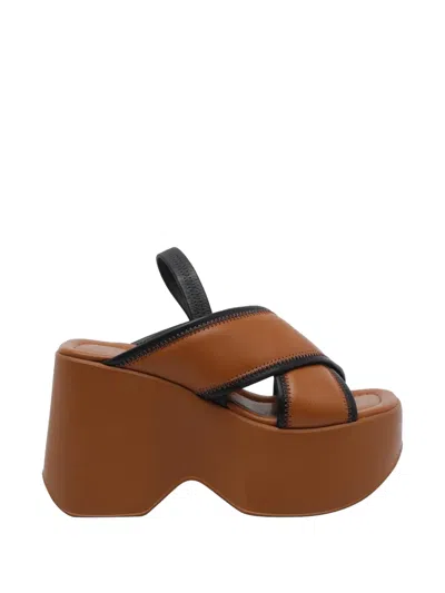 Vic Matie Platform Travel Sandals In Brown