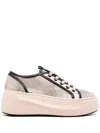 Vic Matie Perforated Brown Cow Leather Travel Sneakers In Neutral