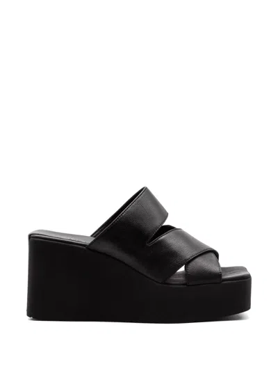 Vic Matie Platform Crossover Sandals In Black