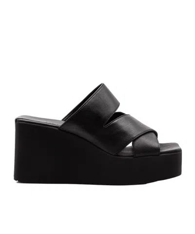Vic Matie Platform Wedge Heeled Sandals In Black