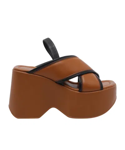 Vic Matie Platform Wedge Sandals In Brown