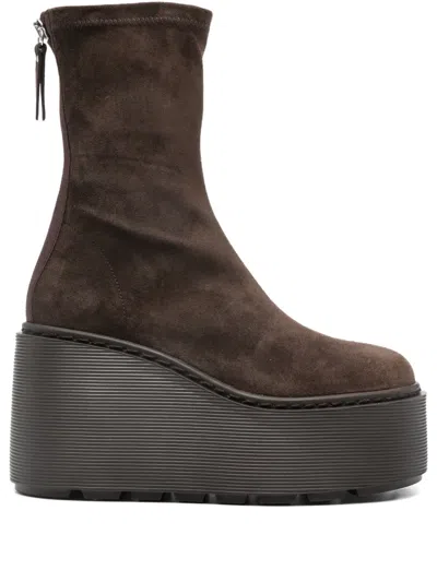 Vic Matie Platform Zip Boots In Brown