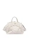 Vic Matie Pleated Leather Tote Bag In White