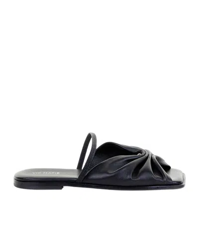 Vic Matie Pleated Slide Sandals In Black