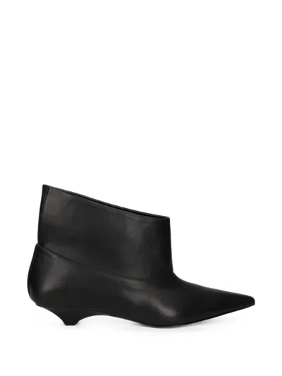 Vic Matie Pointed-toe Leather Ankle Boots In Black