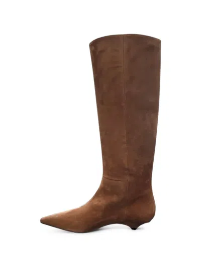 Vic Matie Pointed-toe Suede Knee-high Boots In Brown