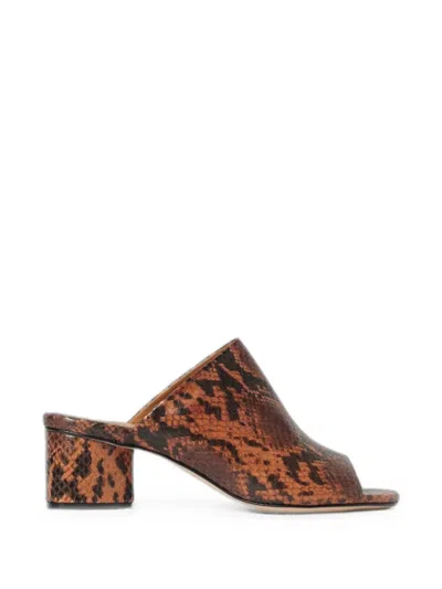 Vic Matie Python-print Leather Sandals In Brown