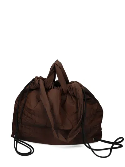 Vic Matie Quilted Drawstring Tote Bag In Brown