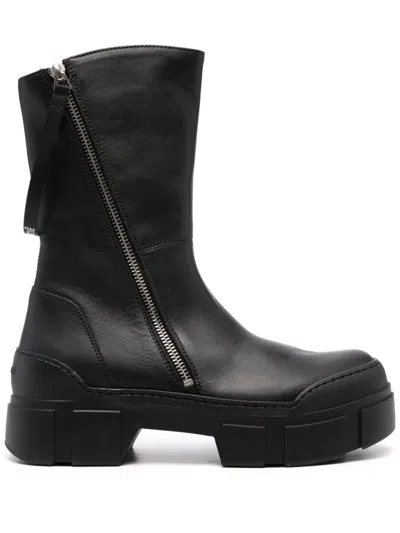 VIC MATIE ROCCIA BLACK MATT NAPPA CALFSKIN LOW BOOTS