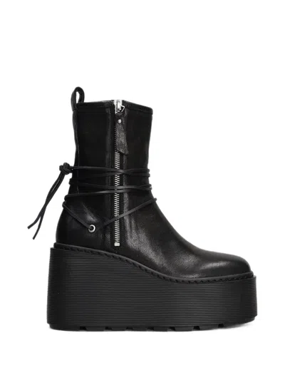 Vic Matie Rock Wrap-around Platform Ankle Boots In Black