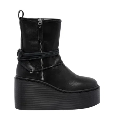 Vic Matie Rock Wrap-around Zipped Platform Ankle Boots In Black