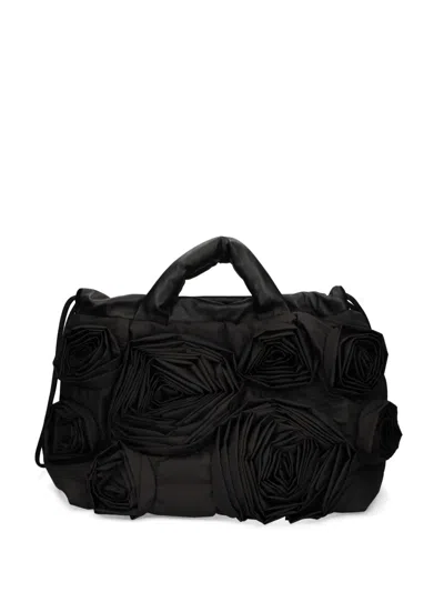 Vic Matie Rose Appliqué Tote Bag In Black