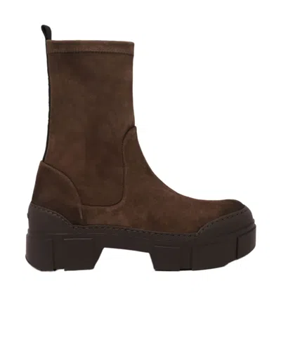 Vic Matie Round-toe Ankle Boots In Brown