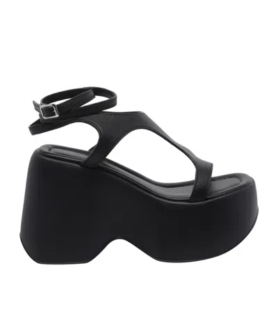 Vic Matie Round-toe Platform Sandals In Black