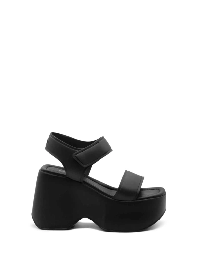 Vic Matie Rubber Wedge With Strap Closure In Nero