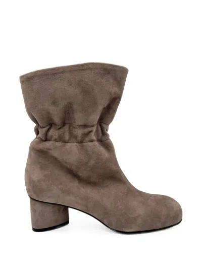 Vic Matie Ruched Calf Suede Ankle Boots In Multi