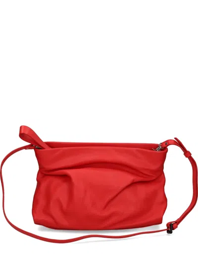 Vic Matie Ruched Leather Shoulder Bag In Red