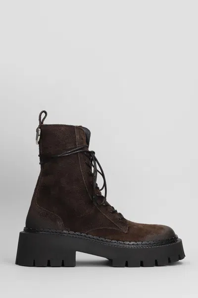 Vic Matie Rust 350 Combat Boots In Brown Suede