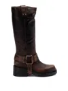 Vic Matie Saddle Calf-length Boots In Beige